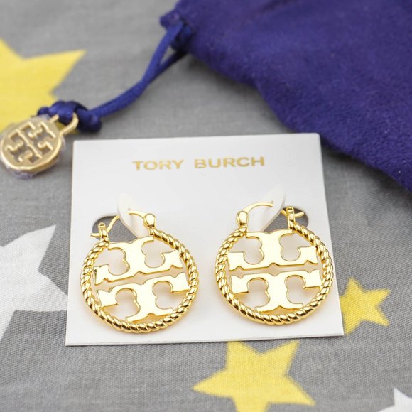Tory Burch Rope Miller Small Hoop Earrings in Gold (Brand New with Dust Bag) - Picture 2 of 5
